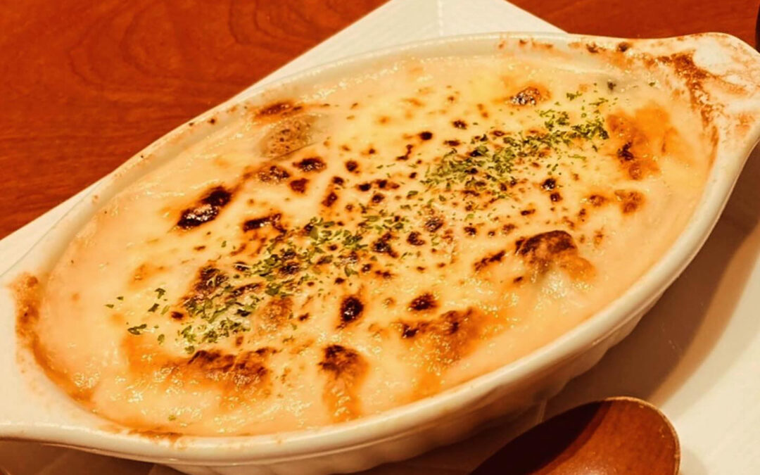 《菜の花と挽肉のグラタン》